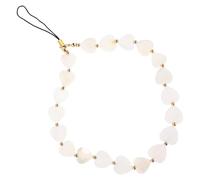 Ipetboom Chaîne Téléphone Cœur en Perles Imitation Coquillage Blanc, Breloque pour Accessoires Téléphone, Compatible Étui à Bandoulière Perlée, Accessoire Simple pour Femmes