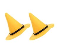 Ipetboom Chapeau de Sorcière Adulte en Feutre Épais Jaune Lot de 2 Pièces Chapeau Conique Large Bord pour Fête D’Halloween Cosplay Magicien et Déguisement Automne