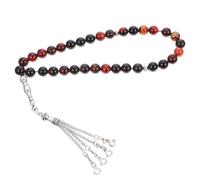 Ipetboom Chapelet Agate Naturel Perles Perles de Prière Musulman Tasbih Islamique Lisse et Brillant pour Méditation et Culte