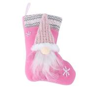 Ipetboom Chaussette de Noël - 1 Chaussette de Noël Rose GNOME, Chaussette Suédoise du Père Noël pour Décoration d'arbre, Cheminée, Décoration de Fête - Poupée sans Visage, Cadeau Décoratif,