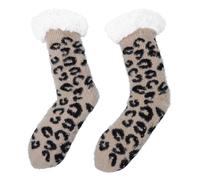 Ipetboom Chaussettes D’Intérieur Épaisses pour Adultes Motif Léopard Chaussettes D’Hiver Chaudes Mi-Mollet Fibre Douce et Respirante pour Maison et Sols Froids