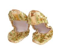Ipetboom Chaussures de Danse Dérapantes Dorées XL Semelle Ronde Résistante pour Ballet Yoga et Danse Latine Confort avec Cordon Élastique