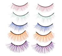Ipetboom Cils Colorés Naturels 5 Faux Cils Doux et pour Maquillage de Fête Faciles à Appliquer Confortables et Pratiques