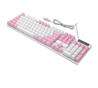 Ipetboom Clavier de Jeu Filaire RGB 104 Touches Ergonomique Bicolore Blanc et Rose Rétroéclairé USB pour Gaming Bureau Effet Lumineux Solide