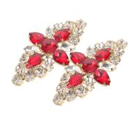Ipetboom Clips à Chaussures Détachables en Métal et Cristaux Rouges, Décoration Élégante de Fleur pour Talons Hauts de Mariage, Lot de 2 Pièces Réutilisables pour Fêtes et Cérémonies