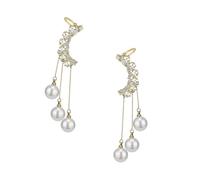 Ipetboom Clips Oreilles à Pompons avec Perles Fermoirs pour Oreilles sans Perçage Élégants pour Femmes