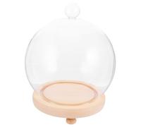 Ipetboom Cloche en Verre Borosilicaté 15 CM Socle en Bois Couverture Anti-Poussière pour Fleurs Immortelles et Fraîches Décoration Maison Élégante Support Floral Décoratif Polyvalent