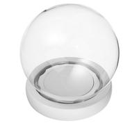 Ipetboom Cloche en Verre Ronde Ø10 CM avec Socle Blanc en EVA Fermoir Anti-Chute Présentoir pour Fleurs Stabilisées et Boule à Neige Décorative pour Compositions DIY et Décoration