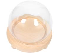 Ipetboom Cloche en Verre Sphérique 10 CM avec Socle en Bois Naturel Couverture d'Affichage pour Fleurs Éternelles Housse Décorative Transparente pour Micro-Paysage Décoration Intérieure