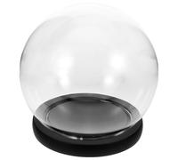 Ipetboom Cloche en Verre Sphérique Transparente avec Socle Noir Couverture pour Fleurs Éternelles Vitrine Décorative Micro-Paysage Couvercle Délicat en Verre pour Maison et Bureau 15