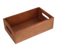 Ipetboom Coffre de Rangement en Bois Massif Petit Format Teinté, Boîte de Bureau Multi-usage sans Couvercle Poignées Intégrées, Caisse Ouverte pour Accessoires Divers et Organisation