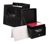 Ipetboom Coffret à Bijoux Rose Éternelle Tiroir Double 9 Fleurs Stabilisées Rouges Boîte Noire sans Inscription Présent Saint-Valentin pour Femme Paquet Présent et Carte Boîte à