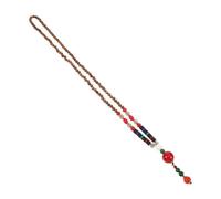 Ipetboom Collier Bois avec Pendentif Feng Shui Longue Chaîne de et Prière Perles Bois pour Hommes et Femmes Accessoire Vintage Adaptable à Styles