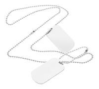Ipetboom Collier en Acier Inoxydable Argenté Double Pendentif Plaque Militaire pour Homme, Chaîne Robuste, Plaque D'identification Lisse et Arrondie, Accessoire Mode Masculin, Présent