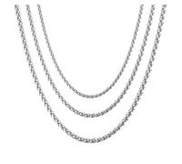 Ipetboom Collier Homme Punk en Acier Inoxydable 3pcs, Chaîne Fine Argentée, Finition Soignée et Confortable, pour Accessoires Photo de Rue
