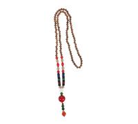 Ipetboom Collier Long Vintage Perles de Bois Naturel avec Pendentif Paix Style Ethnique Unisexe pour et Prière Accessoire Fait Main