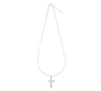 Ipetboom Collier Pendentif Croix en Alliage Argenté, Ras-du-cou Rétro pour Femme, Bijou Élégant Pendentif Feuille de Rose, Accessoire Mode pour Soirées et Occasions Spéciales