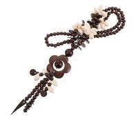 Ipetboom Collier Pendentif Ethnique à Perles en Coque de Noix et Bois, Style Bohème, Long, Marron, pour Femme, Plage et Tenue Décontractée, Motif Floral Distinctif, Fait Main, Léger