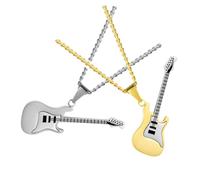 Ipetboom Collier Pendentif Guitare en Acier 2 Pièces pour Hommes et Femmes Bijoux Décoratifs et Pratique
