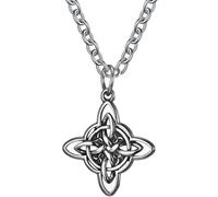 Ipetboom Collier Pendentif Nœud Celtique Vintage en Acier Inoxydable, Chaîne 3 Mm 60 5 Cm, Collier Unisexe pour Hommes et Femmes, Bijou Symbole D'amour et Loyauté