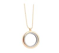 Ipetboom Collier Rond Médaillon Verre Soi-même Cadre Photo Boîte Ouverture Pour Breloques Flottantes Bijoux Pour Hommes Et Femmes Doré