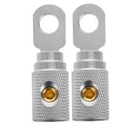 Ipetboom Connecteur De Borne à Œillet 4ga En Cuivre Pur Plaqué Nickel, Lot De 2 Pièces, Sans Soudure, Fixation Par Vis, Haute Puissance Pour Système Audio Voiture, Raccord Calibre Fil Pour Ampli Auto