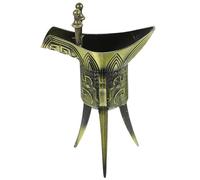 Ipetboom Coupe à Vin Chinoise Vintage Décorative en Bronze Vert Ancien, Grand Format 13,5 Cm, Tasse Rétro pour Spiritueux et Décoration de Bureau, Verre à Liqueur Traditionnelle Chinoise,