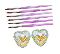 Ipetboom Coupelles En Verre Cristal Pour Nail Art 2 Pièces 6 Pinceaux à Peinture Ongles En Acrylique Motifs Vagues, Accessoires Manucure Pour Femmes Et Usage Salon