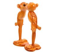 Ipetboom Couple Ornements De Singe Mini Statue De Singe Gâteau Saint-Valentin Décor De Décoration De Cupcake Statue D Animal De Figurine De Kaki Résine