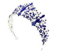 Ipetboom Couronne Baroque Bleu Alliage Avec Strass Brillant Bijou Cheveux Mariage Pour Mariée Et Demoiselle Honneur Accessoire Tiare Élégant Pour Fête Et Anniversaire
