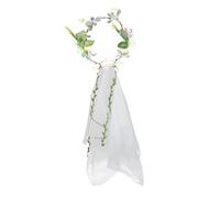 Ipetboom Couronne de Fleurs pour Mariée Voile en Tissu Résistant Guirlande de Fleur Crème Ivoire Bandeau Floral Décoratif pour Mariage Accessoires Coiffure Cérémonie Séance Photo et