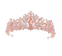 Ipetboom Couronne De Mariée Chic Et Cristal Diamant Rose -tête De Mariage Diadème Coiffure
