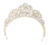 Ipetboom Couronne de Mariée Délicate Diadème Cristal Doré pour Mariage Accessoire et Élégant pour Cérémonie et Anniversaire
