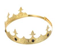 Ipetboom Couronne de Roi Baroque Ajustable Métal avec Strass Bandeau Médiéval pour Cosplay Chevalier Fête et Anniversaire Homme