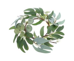 Ipetboom Couronne Décorative de Bougie en Perles D’Eucalyptus Artificielles, Ronde Conique, Style Rustique Vert Naturel, Décoration Mariage et Hôtel, Centre de Table Champêtre, Accessoire