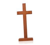 Ipetboom Croix Massif Hêtre Décor de Table Debout pour Foi Chrétienne Décoration de Baptême et Espoir Foi