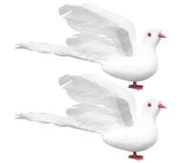 Ipetboom Décoration Colombe Artificielle Réaliste Mousse et Plumes Simulation Pigeon pour Jardin Extérieur Ornement Oiseau Portable et Réutilisable de Figurines Blancs