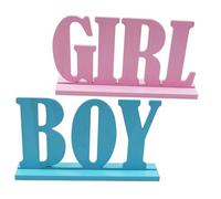 Ipetboom Décoration en Bois pour Fête Prénatale et Révélation 2 Pièces Lettres Simples Garçon et Fille Panneau Décoratif Écologique pour Anniversaire Naissance et Shower