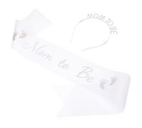 Ipetboom Écharpe pour Future Maman Couronne de Tiare en Tissu et Métal Blanc, Accessoire Baby Shower pour Célébration et Photo de Maternité