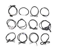 Ipetboom Élastiques Cheveux Fille Lot Bandeaux Élastiques Anneau Cordelette Accessoire Cheveux Femme Élastique Boîte Cadeau Noir