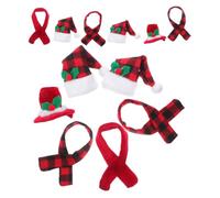 Ipetboom Ensemble de 12 Housse de Bouteille de Noël Petit Chapeau de Père Noël et Écharpe en Tissu pour Bouteilles de Vin et Contenants à Bonbons, Décoration Festive pour Maison et Fêtes