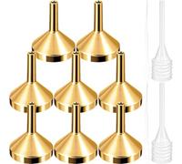 Ipetboom Ensemble de 12 Mini Entonnoirs Métalliques Dorés pour Petits Flacons avec 2 Compte-Gouttes en Plastique 2Ml et 2 Compte-Gouttes à Ressort 3Ml Transfert Précis de Parfums et