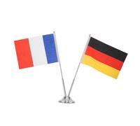 Ipetboom Ensemble de 2 Drapeaux de Bureau France et Allemagne avec Mât Double en Acier Inoxydable, Support Métallique Robuste, Décoration Professionnelle pour Salle de Réunion et