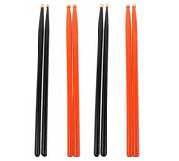 Ipetboom Ensemble de 4 Paires de Baguettes de Batterie en Bois D’Érable et Bouleau 5A Couleurs Orange et Noir Baguettes de Rechange pour Batterie Acoustique Caisse Claire Adaptées aux