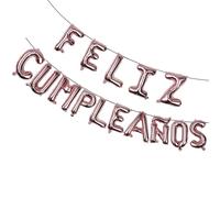 Ipetboom Ensemble de Ballons d'Anniversaire en Aluminium Rose Gold avec Inscription en Espagnol Joyeux Anniversaire Décorations pour Fête Intérieure et Extérieure Ballons de Fête