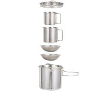 Ipetboom Ensemble de Couverts en Acier Inoxydable Léger Bol Pliable et Bouilloire Portable pour Camping en Plein Air et Randonnée Facile à Transporter