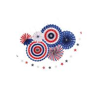 Ipetboom Ensemble de Guirlandes en Papier 7 Pièces 6 Éventails Décoratifs et Guirlande Étoilée Décorations de Fête Patriotique pour Fête Nationale Américaine Colorées et Sûres