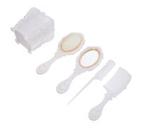 Ipetboom Ensemble Peigne et Miroir Portable Anti-statique Blanc Élégant Boîte en Pvc, Kit de Coiffeuse Compact pour Soins Capillaires à Domicile Salon, Peigne Démêlant pour Cheveux Secs