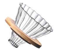 Ipetboom Entonnoir à Café Réutilisable en Verre Borosilicate Haute Résistance Grand Format Support en Bois et Filtre Intégré Filtre Café Portable pour Maison et Bar Pratique et Solide