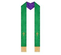 Ipetboom Étole de clergé : Étole de Mariage brodée avec Croix pour prêtre - Châle Double Face à Pompons de 135 cm pour Pasteur - Cape de mariée pour Femme, écharpe de Pasteur